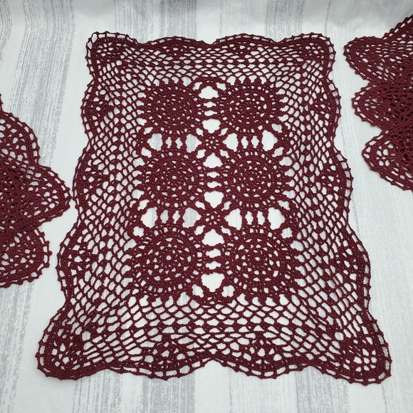 Beautiful Knit Tablemats - 6pc Set Wine - Picture 5 of 14